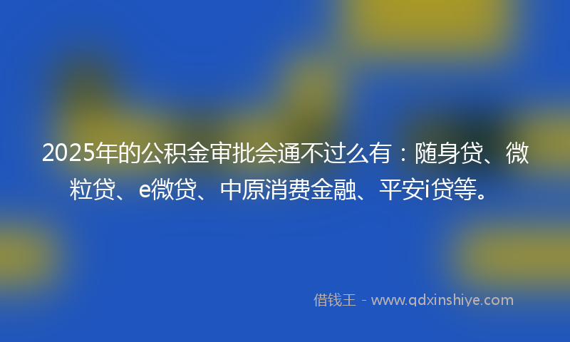 2025年的公积金审批会通不过么有：随身贷、微粒贷、e微贷、中原消费金融、平安i贷等。