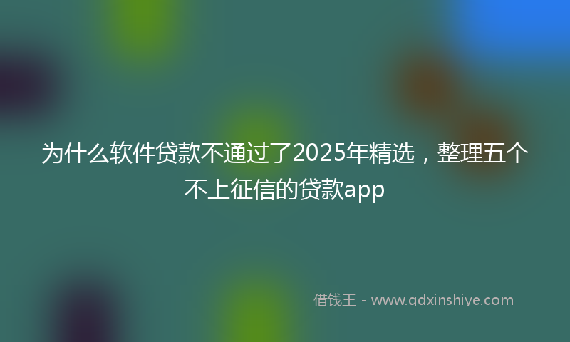 为什么软件贷款不通过了2025年精选,整理五个不上征信的贷款app