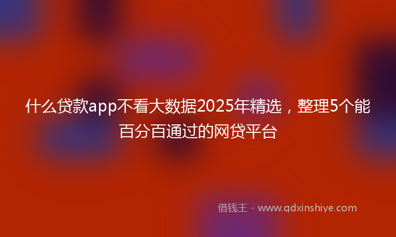 什么贷款app不看大数据2025年精选，整理5个能百分百通过的网贷平台