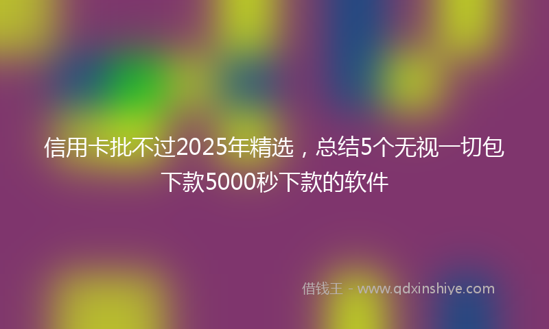 信用卡批不过2025年精选，总结5个无视一切包下款5000秒下款的软件