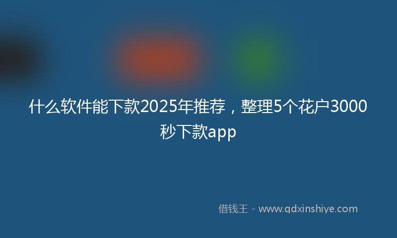 什么软件能下款2025年推荐，整理5个花户3000秒下款app