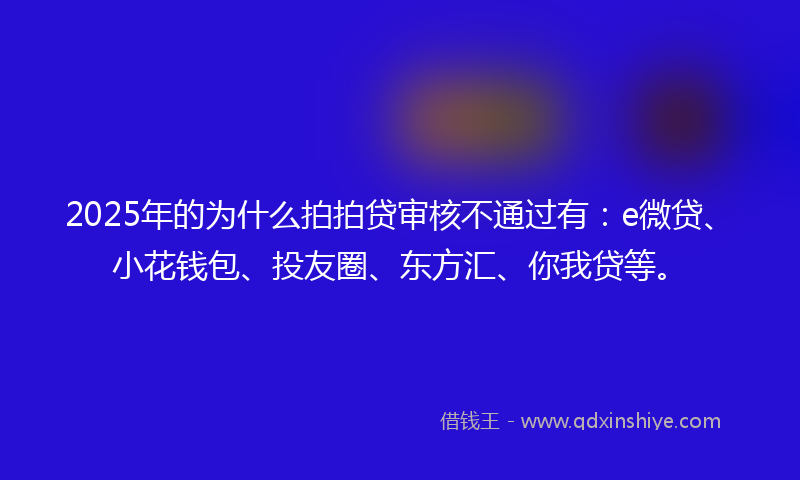 2025年的为什么拍拍贷审核不通过有：e微贷、小花钱包、投友圈、东方汇、你我贷等。