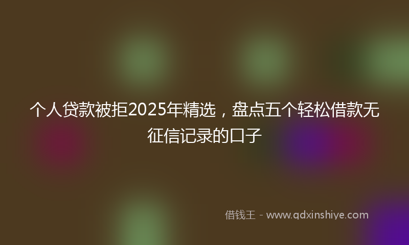 个人贷款被拒2025年精选,盘点五个轻松借款无征信记录的口子