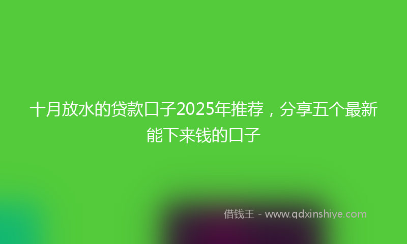 十月放水的贷款口子2025年推荐，分享五个最新能下来钱的口子