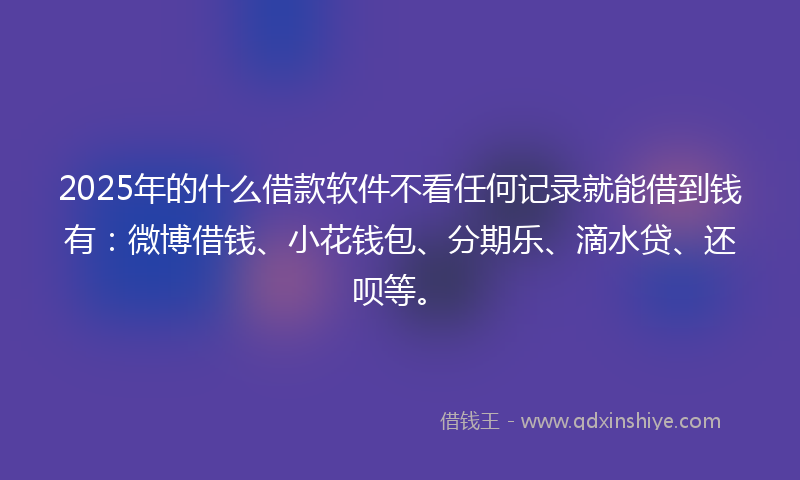 2025年的什么借款软件不看任何记录就能借到钱有：微博借钱、小花钱包、分期乐、滴水贷、还呗等。
