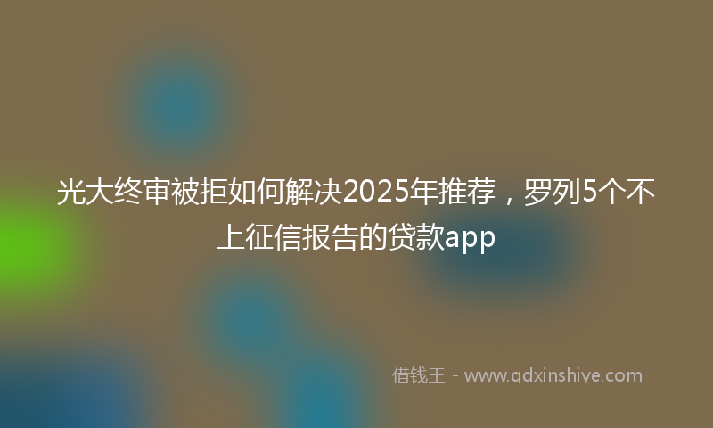 光大终审被拒如何解决2025年推荐，罗列5个不上征信报告的贷款app