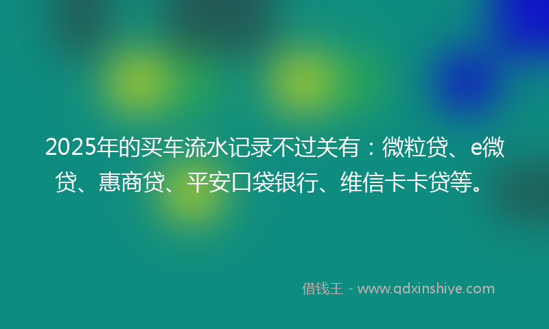 2025年的买车流水记录不过关有：微粒贷、e微贷、惠商贷、平安口袋银行、维信卡卡贷等。
