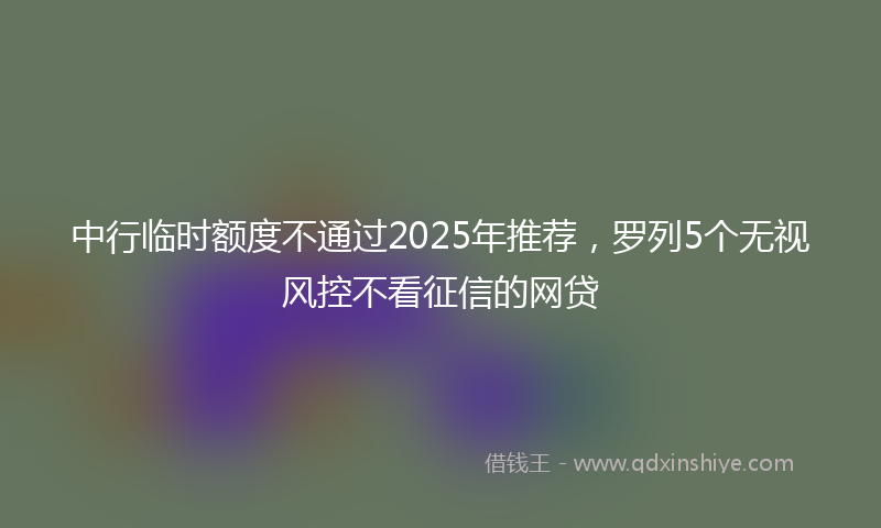 中行临时额度不通过2025年推荐，罗列5个无视风控不看征信的网贷