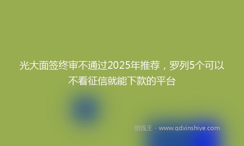 光大面签终审不通过2025年推荐，罗列5个可以不看征信就能下款的平台