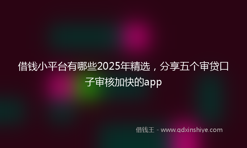 借钱小平台有哪些2025年精选，分享五个审贷口子审核加快的app