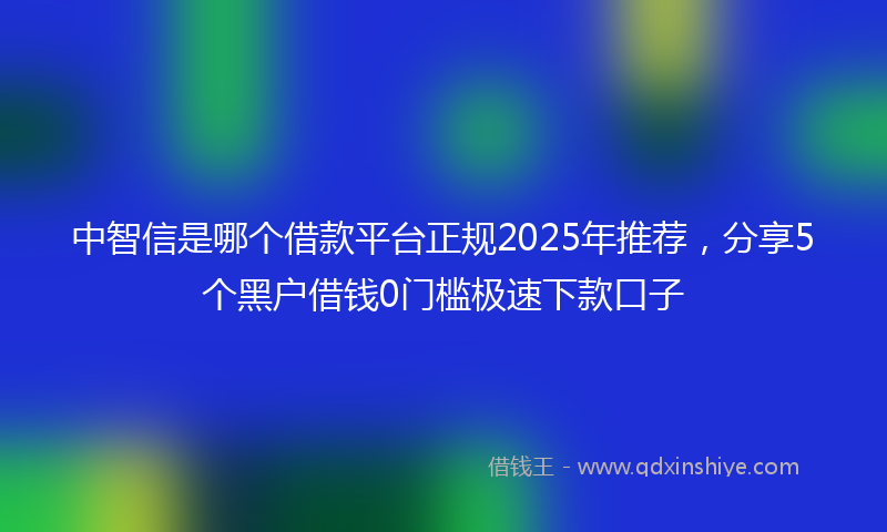 中智信是哪个借款平台正规2025年推荐，分享5个黑户借钱0门槛极速下款口子