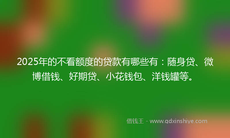 2025年的不看额度的贷款有哪些有：随身贷、微博借钱、好期贷、小花钱包、洋钱罐等。