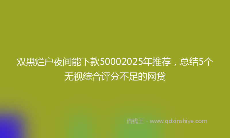 双黑烂户夜间能下款50002025年推荐，总结5个无视综合评分不足的网贷