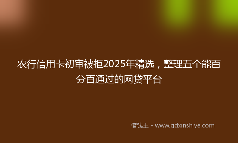 农行信用卡初审被拒2025年精选，整理五个能百分百通过的网贷平台