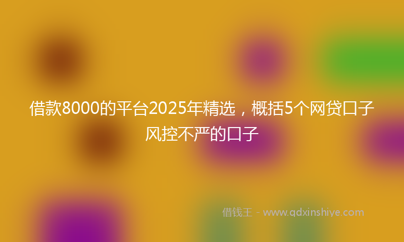 借款8000的平台2025年精选，概括5个网贷口子风控不严的口子