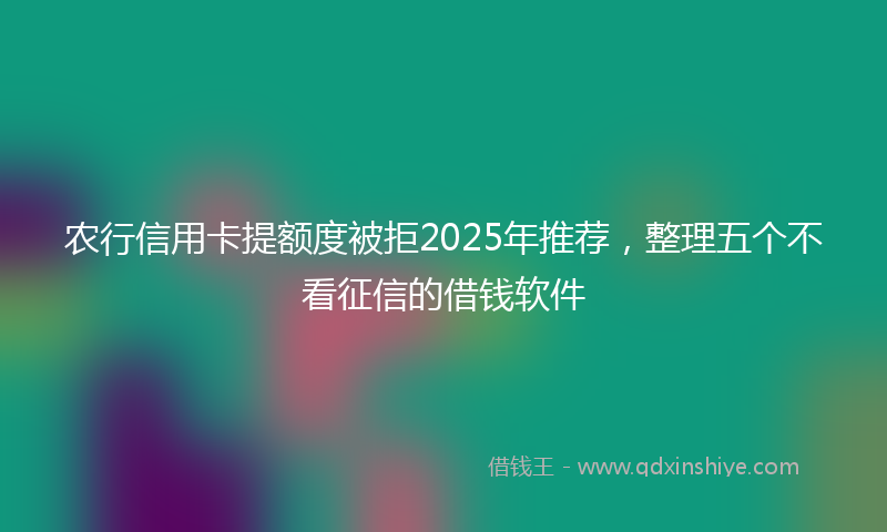 农行信用卡提额度被拒2025年推荐，整理五个不看征信的借钱软件