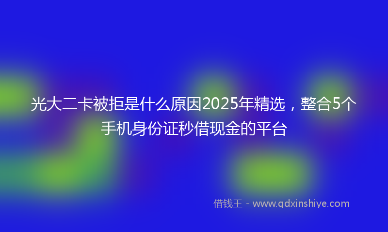 光大二卡被拒是什么原因2025年精选，整合5个手机身份证秒借现金的平台