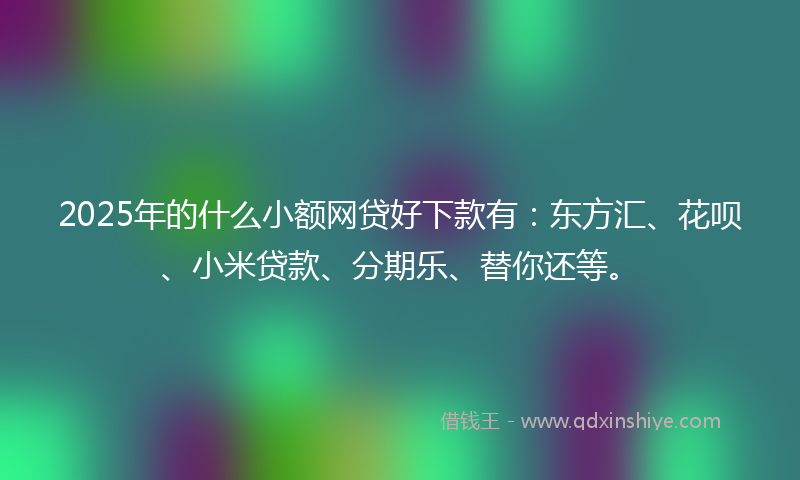 2025年的什么小额网贷好下款有：东方汇、花呗、小米贷款、分期乐、替你还等。