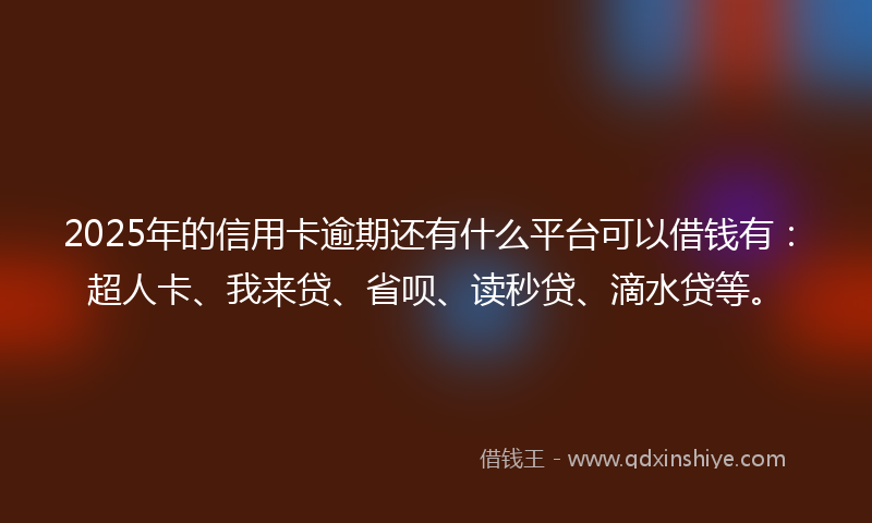 2025年的信用卡逾期还有什么平台可以借钱有：超人卡、我来贷、省呗、读秒贷、滴水贷等。