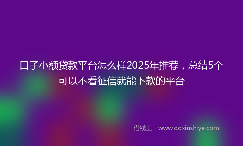 口子小额贷款平台怎么样2025年推荐，总结5个可以不看征信就能下款的平台