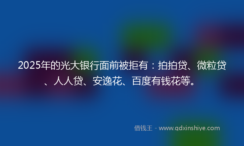 2025年的光大银行面前被拒有：拍拍贷、微粒贷、人人贷、安逸花、百度有钱花等。