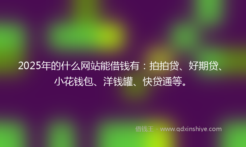 2025年的什么网站能借钱有：拍拍贷、好期贷、小花钱包、洋钱罐、快贷通等。