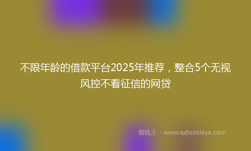 不限年龄的借款平台2025年推荐，整合5个无视风控不看征信的网贷
