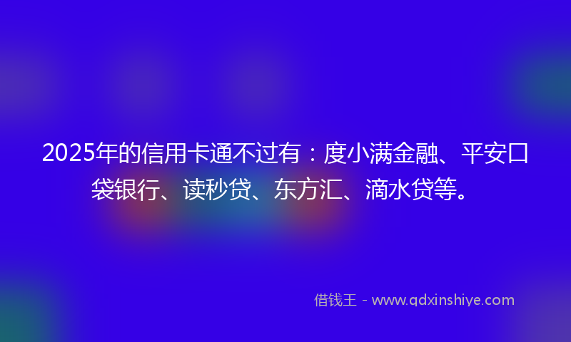 2025年的信用卡通不过有：度小满金融、平安口袋银行、读秒贷、东方汇、滴水贷等。