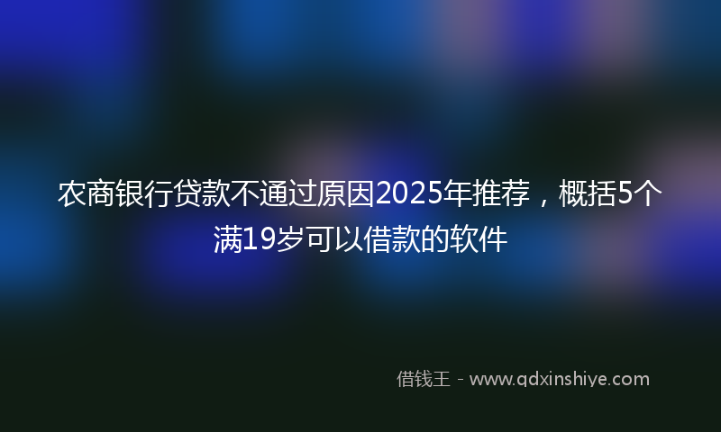 农商银行贷款不通过原因2025年推荐，概括5个满19岁可以借款的软件