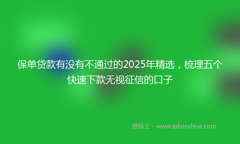 保单贷款有没有不通过的2025年精选，梳理五个快速下款无视征信的口子
