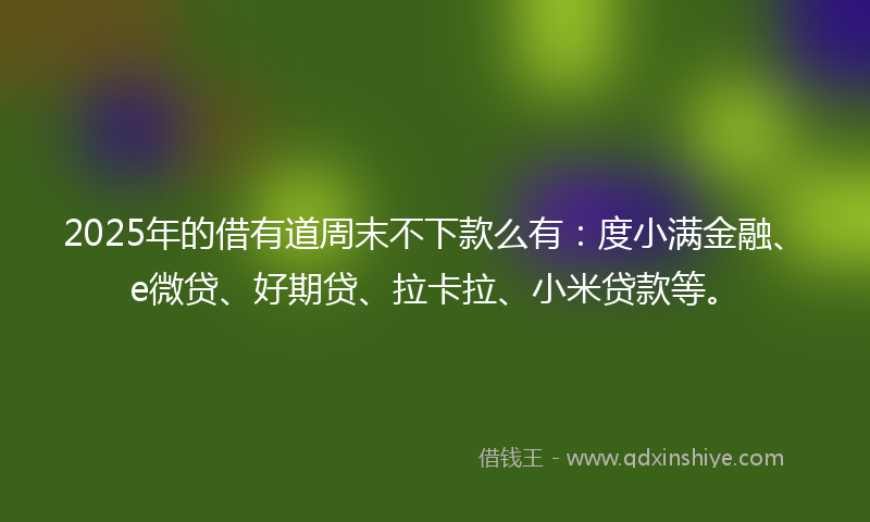 2025年的借有道周末不下款么有：度小满金融、e微贷、好期贷、拉卡拉、小米贷款等。