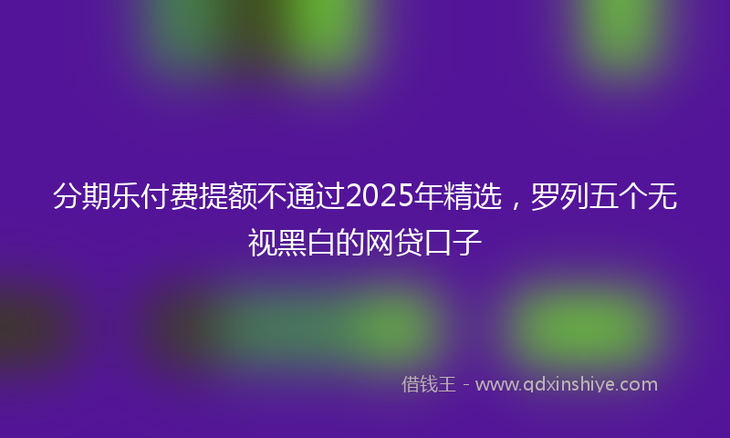 分期乐付费提额不通过2025年精选，罗列五个无视黑白的网贷口子