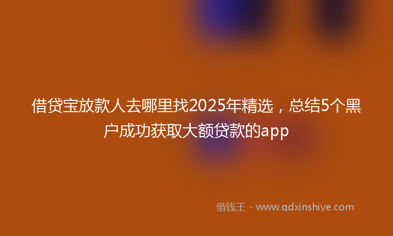 借贷宝放款人去哪里找2025年精选，总结5个黑户成功获取大额贷款的app