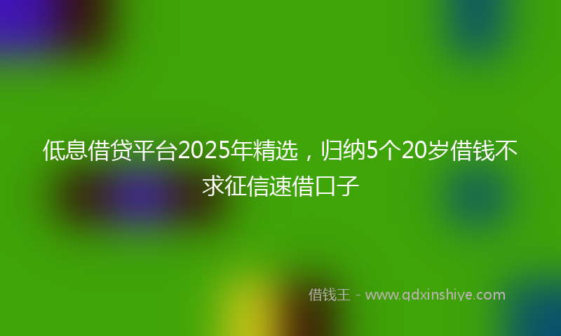 低息借贷平台2025年精选，归纳5个20岁借钱不求征信速借口子