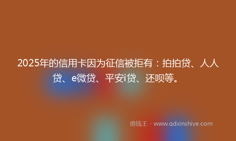 2025年的信用卡因为征信被拒有：拍拍贷、人人贷、e微贷、平安i贷、还呗等。