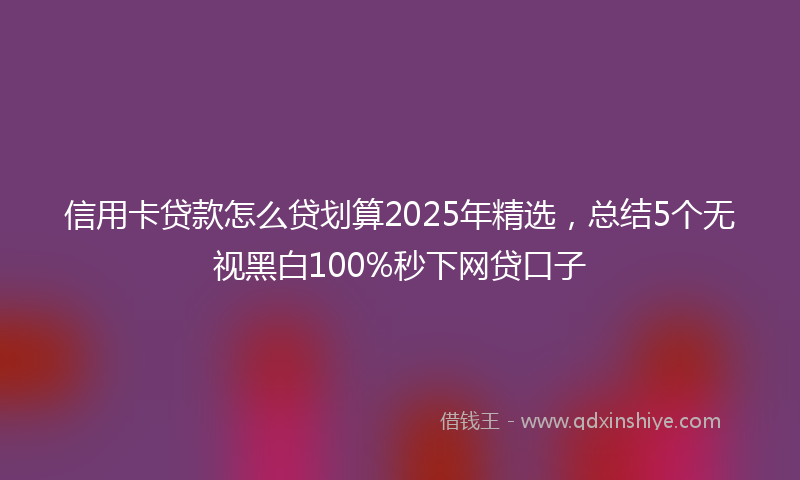 信用卡贷款怎么贷划算2025年精选，总结5个无视黑白100%秒下网贷口子