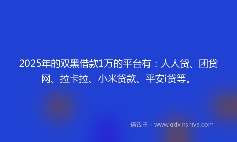 2025年的双黑借款1万的平台有：人人贷、团贷网、拉卡拉、小米贷款、平安i贷等。