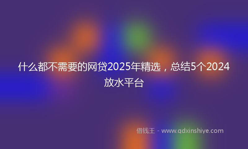 什么都不需要的网贷2025年精选，总结5个2024放水平台