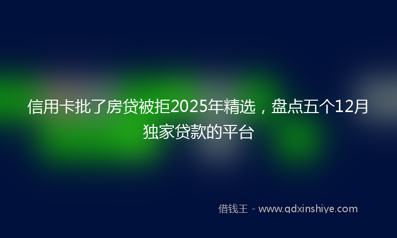 信用卡批了房贷被拒2025年精选，盘点五个12月独家贷款的平台
