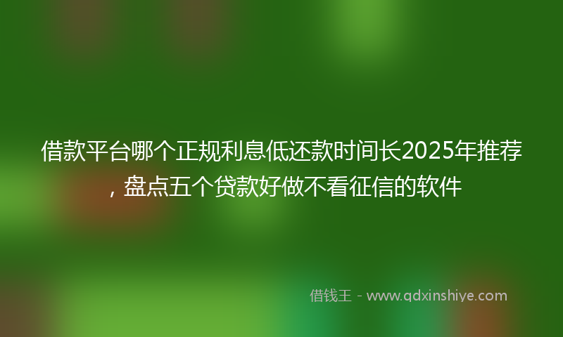借款平台哪个正规利息低还款时间长2025年推荐，盘点五个贷款好做不看征信的软件