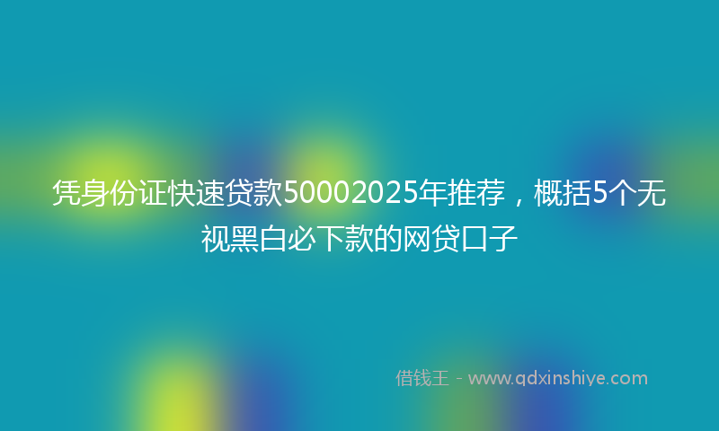 凭身份证快速贷款50002025年推荐，概括5个无视黑白必下款的网贷口子