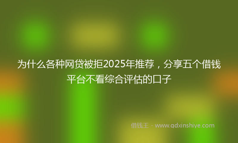 为什么各种网贷被拒2025年推荐,分享五个借钱平台不看综合评估的口子