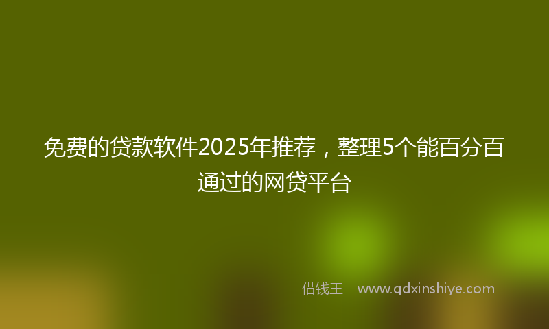 免费的贷款软件2025年推荐，整理5个能百分百通过的网贷平台