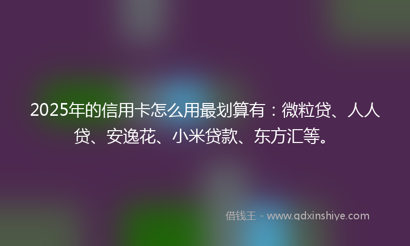 2025年的信用卡怎么用最划算有：微粒贷、人人贷、安逸花、小米贷款、东方汇等。
