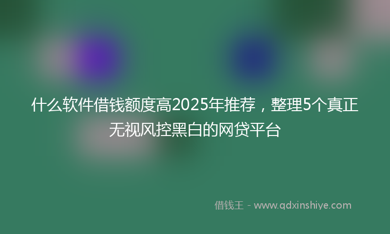 什么软件借钱额度高2025年推荐，整理5个真正无视风控黑白的网贷平台