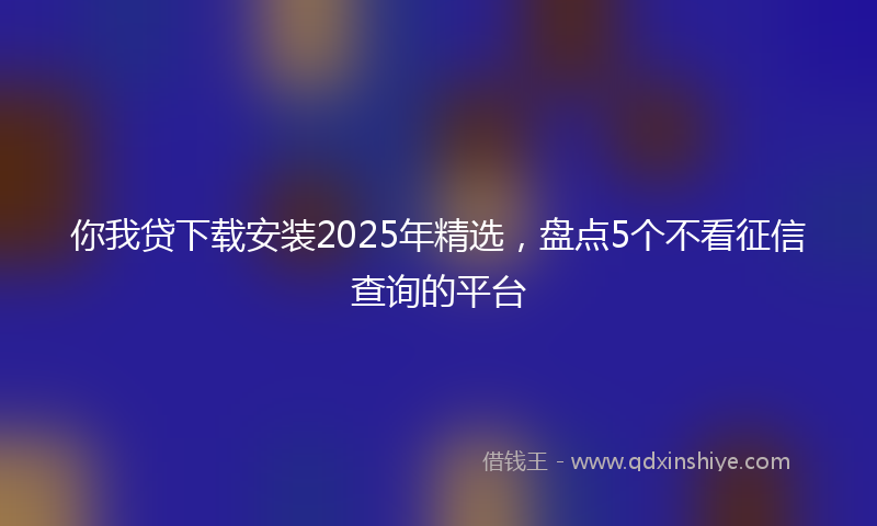 你我贷下载安装2025年精选，盘点5个不看征信查询的平台