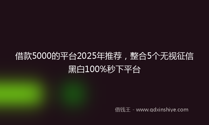 借款5000的平台2025年推荐，整合5个无视征信黑白100%秒下平台
