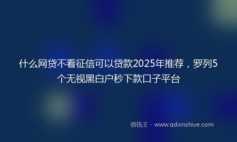 什么网贷不看征信可以贷款2025年推荐，罗列5个无视黑白户秒下款口子平台