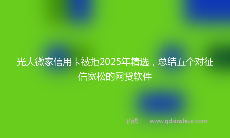光大微家信用卡被拒2025年精选，总结五个对征信宽松的网贷软件