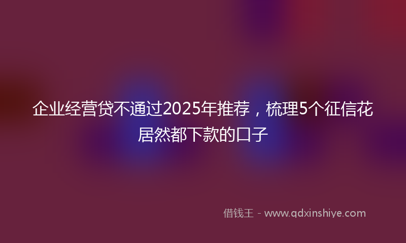企业经营贷不通过2025年推荐，梳理5个征信花居然都下款的口子